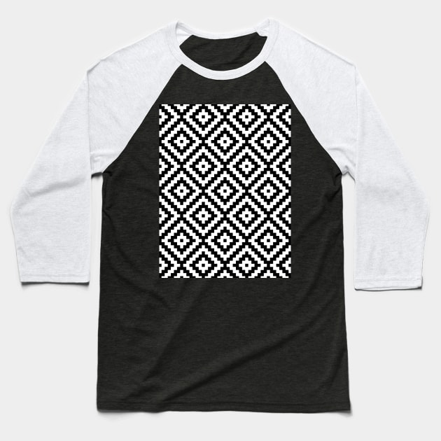 Aztec Block Symbol Ptn BWII Baseball T-Shirt by NataliePaskell